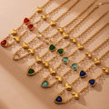 Gold Stainless Steel Heart Czech Glass Necklace Bracelet Earrings view 3