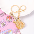 Clear Rhinestone Electric Guitar Keychain Gold Clasp Ring view 3