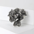 Layered Black Crystal Flower Brooch With Faceted Center view 2