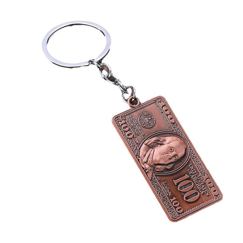 Dollar Bill Zinc Alloy Keychain Pendant Gift Accessory