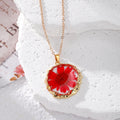 Gold Rim Dried Flower Resin Pendant Necklaces 11 Styles view 2