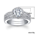 Round Halo Triple Band Clear Stone Ring Sizes 6-10 view 4
