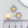 Enamel Zinc Alloy Sunflower Daisy Flower Charm Pendant for Bracelets Necklaces Keychains