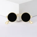 Round Sunglasses Brooch Black Lenses Gold Silver Crystal Pin view 6