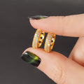 Gold Double Row Pavé Huggie Hoop Earrings Clear Stones view 2