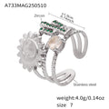 Sun Cactus Open Ring Clear And Green Zircon Stainless view 6