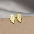 Gold Leaf Stud Earrings Mini Textured Metal Leaf Posts view 1