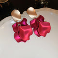 Fuchsia Metal Petal Drop Earrings in Four Floral Styles view 9