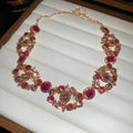Crystal Round Teardrop Openwork Drop Earrings And Necklaces view 12
