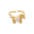 Silver Gold Horse Pegasus Open Rings Heart Crystal Styles view 5