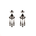 Gold and Silver Black Ornate Filigree Triple Drop Earrings view 5