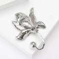 Orchid Flower Brooch Large Gem Center Pearl Stem Rhinestone view 3