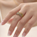 Geometric Link Open Ring Micro Zircon Stainless Steel Size Seven view 3