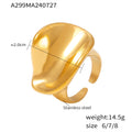 Gold Tone Mirror Finish Open Band Chunky Statement Ring view 6