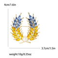 Wheat Laurel Wreath Brooch in Four Blue and Gold Arrangements view 4
