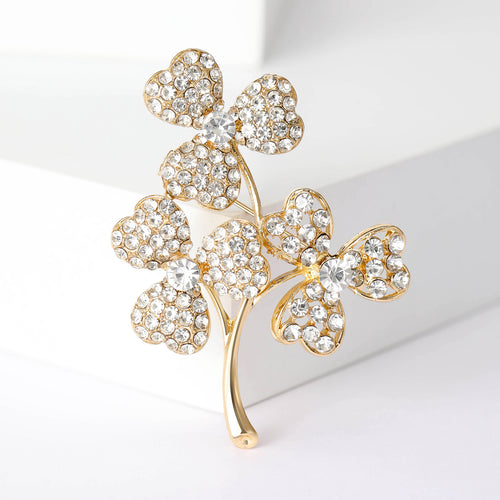 Clover Branch Brooch styled angled view
