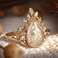 Iridescent Teardrop Leaf Ring in Antiqued Copper Tone view 3
