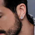 Clear Stone Cross Stud Earrings In Gold And Silver Tones view 3