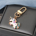 Gold Tone Colorful Enamel Unicorn Clip Keychains in Six Designs view 7