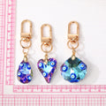 Gold Tone Faceted Blue Multi Eye Crystal Effect Clip Keychains view 5