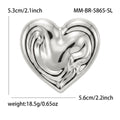 Polished Heart and Hands Brooch in Two Metal Tones view 7