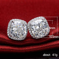Silver Tone Cushion Square Crystal Halo Stud Earrings view 5