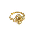 Gold Tone Open Adjustable Clover Knot Ring Pavé Border view 5