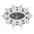 Crystal Bee Brooch With Brown Or Blue Center With Polished Metal Detail view 2