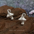 Silver Miniature Mushroom Stud Earrings Forest Style view 3