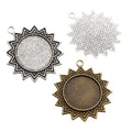 Zigzag Sun Round Pendant Bezel Blank for Cabochon Craft view 5