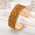 Gold Tone Crushed Stone and Beaded Wide Open Cuff Bracelets view 7