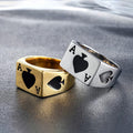 Ace Of Spades Signet Finger Rings Gold Silver Finishes view 2