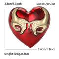 Red Enamel Heart Brooch Gold Hands Couple Metal Pin view 4