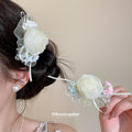 Fabric Rose Shell Butterfly Duckbill Hair Clips Two Styles view 3