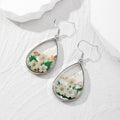 Silver Tone Teardrop Pressed Flower Resin Hook Earrings view 3
