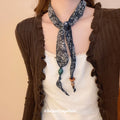 Paisley Print Scarf Necklace With Resin Bead Drops view 3