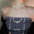White Pearl Style Layered Tassel Necklace Fashion Jewelry view 3