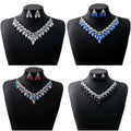 Five Color Marquise Fringe Necklace and Earring Jewelry Sets view 1