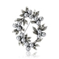 Crystal Leaf and Pearl Wreath Brooch for Jackets Scarves and Coats view 5