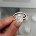 Silver Tone Rectangular Halo Crystal Ring Set Fashion Jewelry view 1
