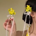 Artificial Flower Lace Ribbon Duckbill Hair Clips Blue Yellow view 1