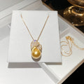 Gold Pearl Heart Leaf Pendant Necklace Ring Stud Earrings view 8