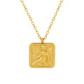 Gold Square Angel Relief Pendant Necklace Cable Chain Style view 5