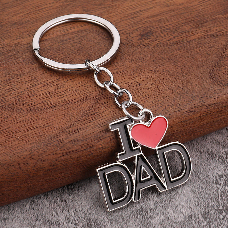 Family DAD MOM MAMA PAPA Heart Metal Keychain Gift Pendant