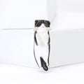 Black and White Stretching Cat Brooch With Pink Ears view 2