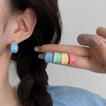 Pastel Resin Mini C Hoop Stud Earrings In Mixed Colors view 1