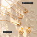 Butterfly White Shell Pendant Necklace Gold Rose Gold view 2