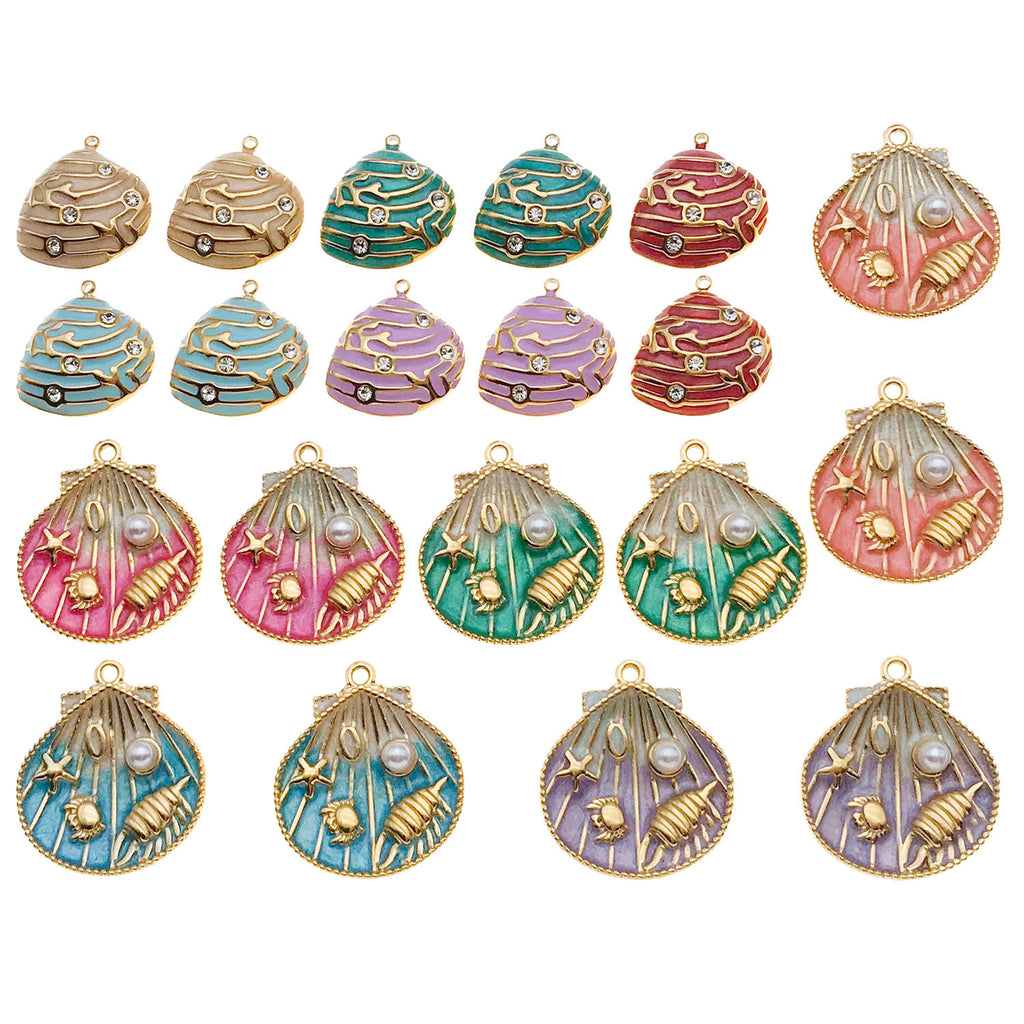 Gold Stainless Steel Gradient Enamel Shell Charm Pendant for DIY Necklace Bracelet Jewelry