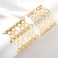 Gold Tone Wide Openwork Cuff Bracelets in Two Designs view 2