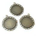 Double Sided Round Cabochon Pendant Frames in Two Finishes view 2